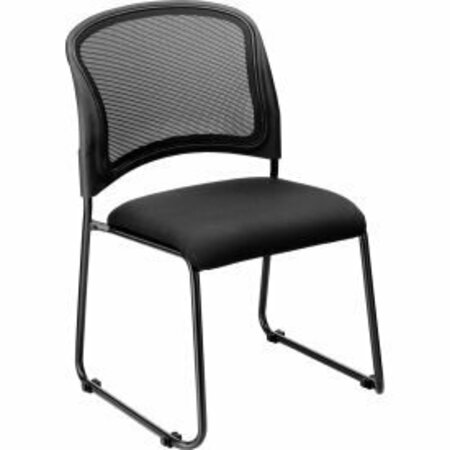 GLOBAL EQUIPMENT Interion Stacking Chair With Mid Back, Fabric, Black NEW277437